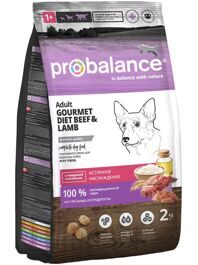 PROBALANCE Gourmet Diet Dog Beef & Lamb - Сухой корм для собак всех пород с Говядиной и Ягненком 2 кг